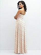 Alt View 3 Thumbnail - Coquette Floral Print Chiffon Corset Maxi Dress with Removable Off-the-Shoulder Swags