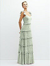 Side View Thumbnail - Vintage Primrose Sage Tiered Chiffon Maxi A-line Dress with Convertible Ruffle Straps