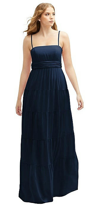 Modern Regency Chiffon Tiered Maxi Dress with Tie-Back