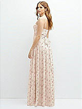 Rear View Thumbnail - Coquette Floral Print Modern Regency Chiffon Tiered Maxi Dress with Tie-Back