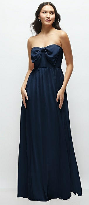 Strapless Chiffon Maxi Dress with Oversized Bow Bodice