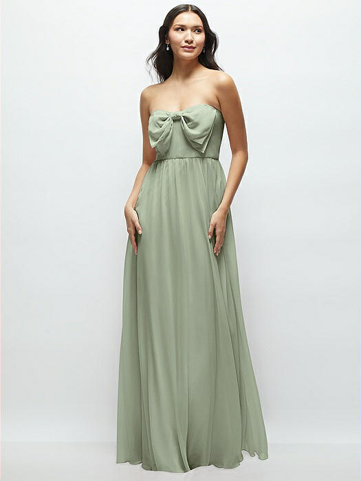 Strapless Chiffon Maxi Dress with Oversized Bow Bodice