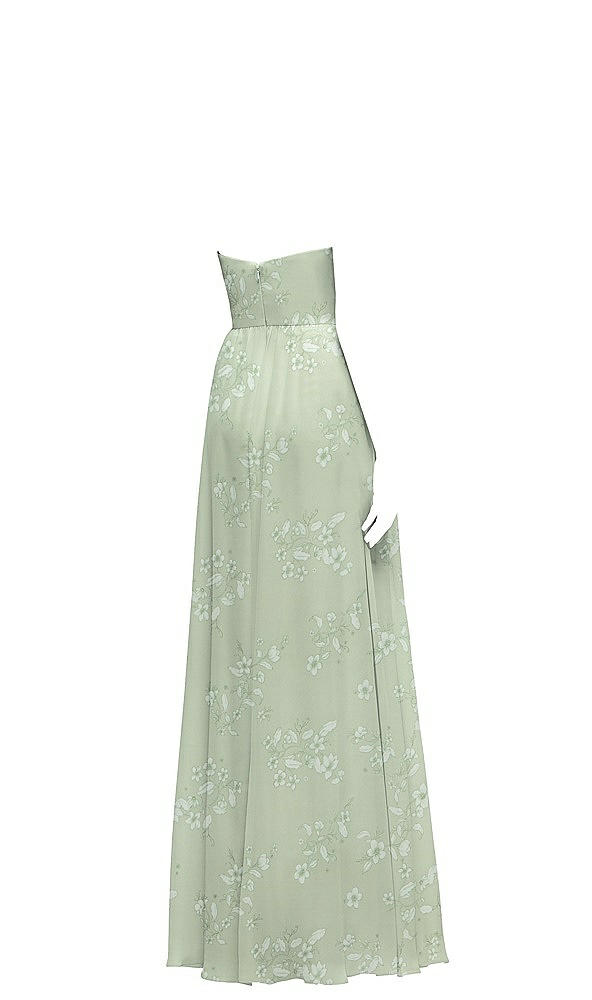 Back View - Vintage Primrose Sage Strapless Chiffon Maxi Dress with Oversized Bow Bodice