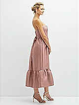 Side View Thumbnail - Neu Nude Strapless Satin Midi Corset Dress with Lace-Up Back & Ruffle Hem