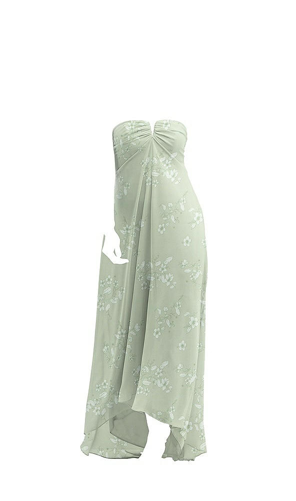 Front View - Vintage Primrose Sage Strapless Draped Notch Neck Chiffon High-Low Dress