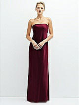 Front View Thumbnail - Cabernet Strapless Maxi Bias Column Dress with Peek-a-Boo Corset Back