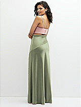 Rear View Thumbnail - Sage Satin Mix-and-Match High Waist Seamed Bias Skirt