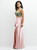 Side View Thumbnail - Sage Satin Mix-and-Match Draped Midriff Top