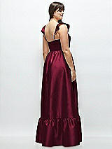 Satin Corset Maxi Bridesmaid Dress With Ruffle Straps & Skirt In Cabernet |  The Dessy Group