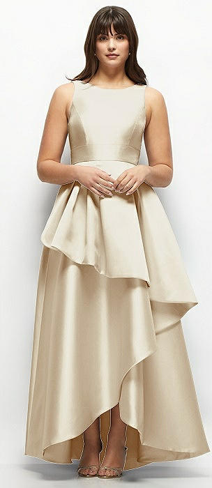 Alfred Sung Champagne Bateau Bridesmaid Dresses