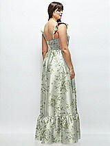 Alt View 3 Thumbnail - Cottage Rose Sage Floral Satin Corset Maxi Dress with Ruffle Straps & Skirt