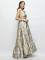 Side View Thumbnail - Winter Mist Strapless Cat-Eye Boned Bodice Brocade High-Low Dress