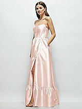 Side View Thumbnail - Blush Strapless Cat-Eye Boned Bodice Maxi Dress with Ruffle Hem