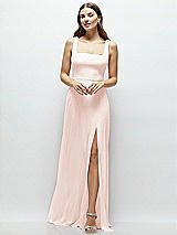 Front View Thumbnail - Blush Square Neck Chiffon Maxi Dress with Circle Skirt