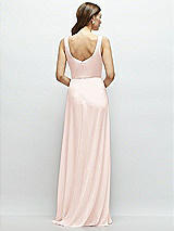 Rear View Thumbnail - Blush Square Neck Chiffon Maxi Dress with Circle Skirt