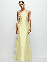 Front View Thumbnail - Butter Yellow Strapless Cuff Neckline Satin Trumpet Gown