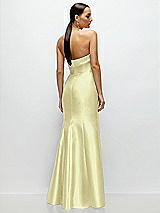 Rear View Thumbnail - Butter Yellow Strapless Cuff Neckline Satin Trumpet Gown