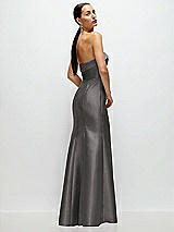 Side View Thumbnail - Caviar Gray Strapless Cuff Neckline Satin Trumpet Gown