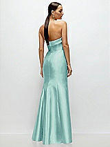 Rear View Thumbnail - Coastal Strapless Cuff Neckline Satin Trumpet Gown