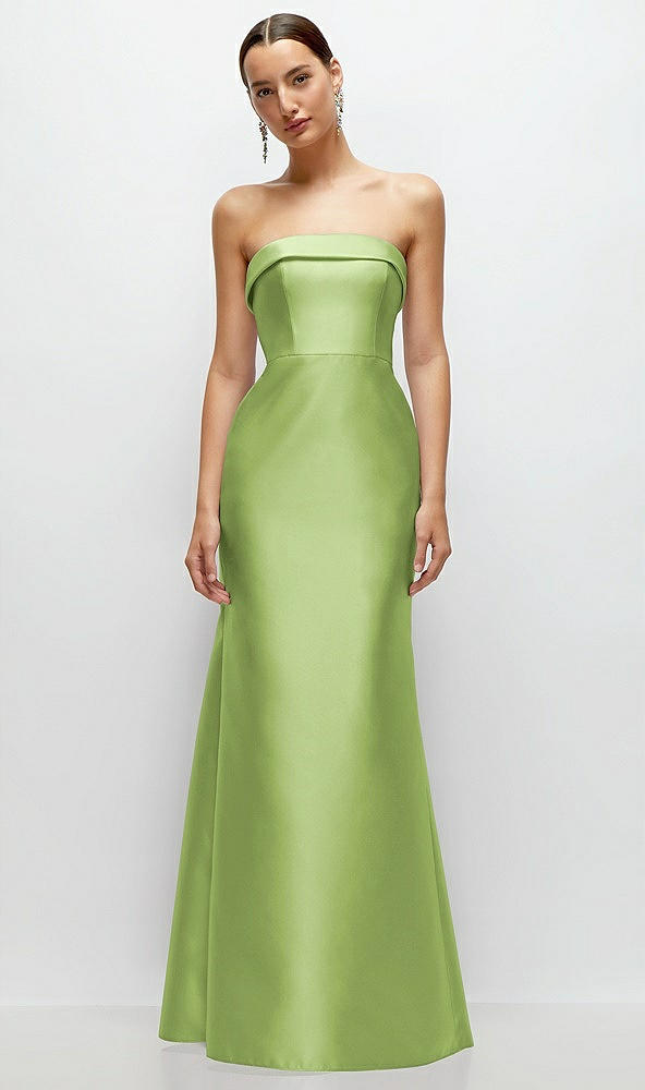 Front View - Mojito Strapless Cuff Neckline Satin Trumpet Gown