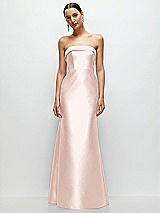 Front View Thumbnail - Blush Strapless Cuff Neckline Satin Trumpet Gown