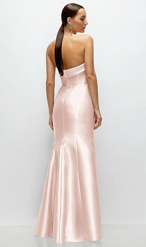 Back View - Blush Strapless Cuff Neckline Satin Trumpet Gown