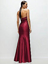 Rear View Thumbnail - Burgundy Strapless Cuff Neckline Satin Trumpet Gown