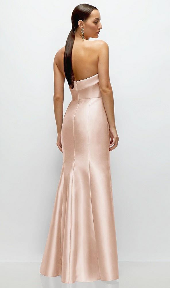 Back View - Cameo Strapless Cuff Neckline Satin Trumpet Gown