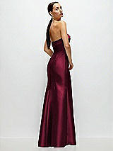 Side View Thumbnail - Cabernet Strapless Cuff Neckline Satin Trumpet Gown