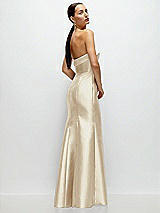 Side View Thumbnail - Champagne Strapless Cuff Neckline Satin Trumpet Gown