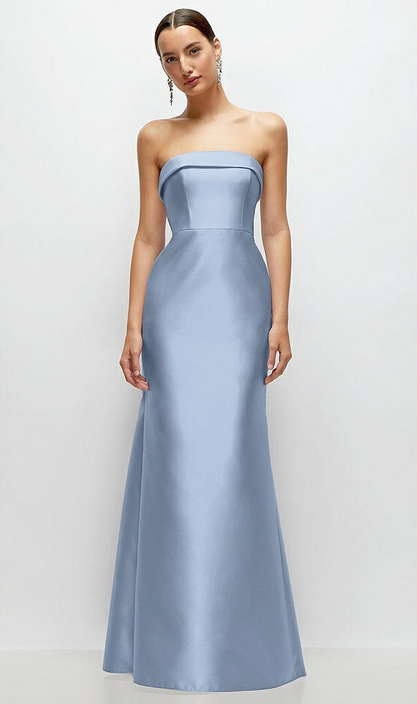 Front View - Cloudy Strapless Cuff Neckline Satin Trumpet Gown