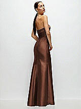 Side View Thumbnail - Cognac Strapless Cuff Neckline Satin Trumpet Gown