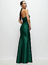 Side View Thumbnail - Hunter Green Strapless Cuff Neckline Satin Trumpet Gown