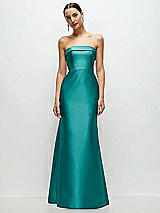 Front View Thumbnail - Jade Strapless Cuff Neckline Satin Trumpet Gown