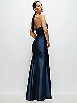 Side View Thumbnail - Midnight Navy Strapless Cuff Neckline Satin Trumpet Gown