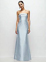 Front View Thumbnail - Mist Strapless Cuff Neckline Satin Trumpet Gown