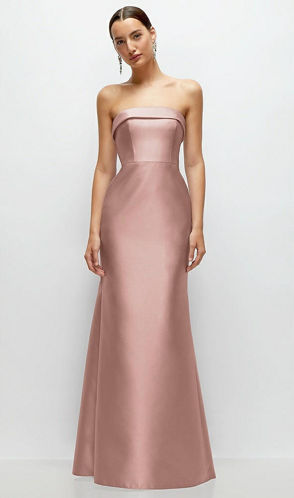 Front View - Neu Nude Strapless Cuff Neckline Satin Trumpet Gown