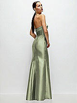 Side View Thumbnail - Sage Strapless Cuff Neckline Satin Trumpet Gown