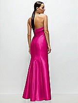 Rear View Thumbnail - Think Pink Strapless Cuff Neckline Satin Trumpet Gown