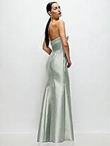 Side View Thumbnail - Willow Green Strapless Cuff Neckline Satin Trumpet Gown