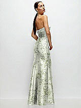 Side View Thumbnail - Cottage Rose Sage Strapless Cuff Neckline Floral Satin Trumpet Gown