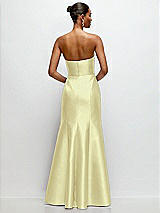 Rear View Thumbnail - Butter Yellow Strapless Cat-Eye Draped Bodice Satin Tumpet Dress