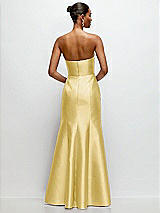 Rear View Thumbnail - Maize Strapless Cat-Eye Draped Bodice Satin Tumpet Dress