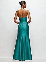 Rear View Thumbnail - Jade Strapless Cat-Eye Draped Bodice Satin Tumpet Dress