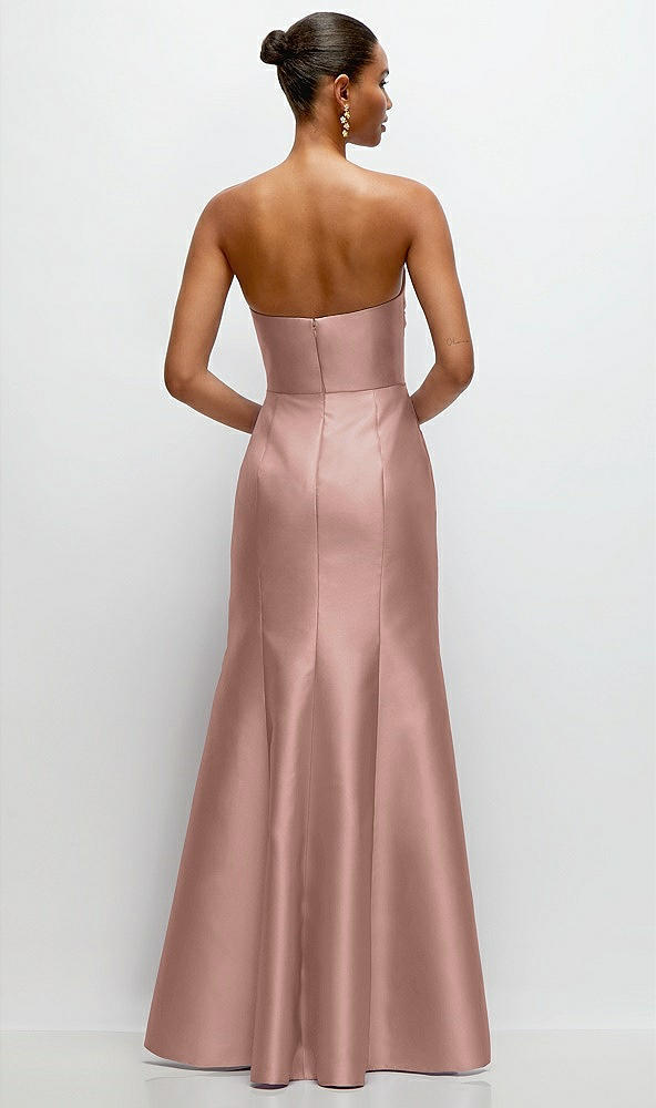 Back View - Neu Nude Strapless Cat-Eye Draped Bodice Satin Tumpet Dress