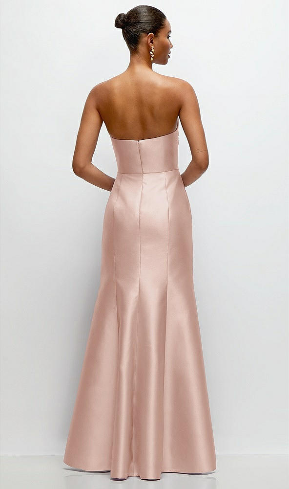 Back View - Toasted Sugar Strapless Cat-Eye Draped Bodice Satin Tumpet Dress