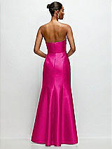 Rear View Thumbnail - Think Pink Strapless Cat-Eye Draped Bodice Satin Tumpet Dress