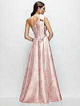 Rear View Thumbnail - Bow And Blossom Print Bow One-Shoulder Full A-Line Floral Satin Maxi Dress