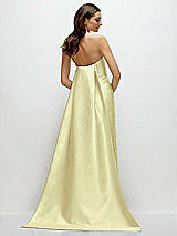 Rear View Thumbnail - Butter Yellow Strapless Satin Column Dress with Removeable Watteau Train