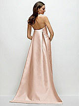 Rear View Thumbnail - Cameo Strapless Satin Column Dress with Removeable Watteau Train